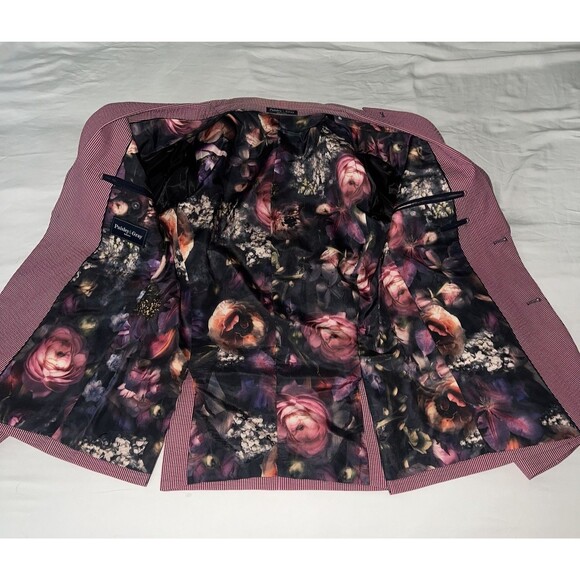 Paisley & Gray Men's Slim Fit Seersucker Blazer Two Button Red White Striped 38R - Picture 6 of 12